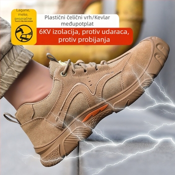Izolirane zaštitne cipele otporne na udarce i probijanje, 6 kV, velur koža od goveda, niski kroj, plastična zaštita prstiju