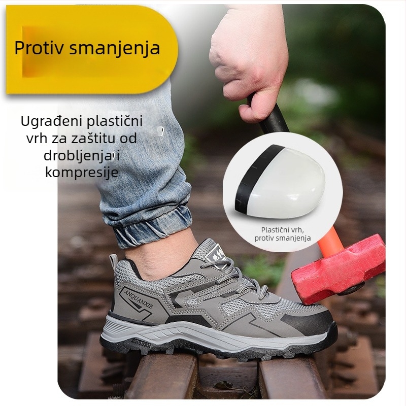 Unisex sigurnosne cipele za proljeće i ljeto, prozračne s plastičnom zaštitom prsta, zaštita od udara i probijanja, otporne na habanje, 6 kV izolacija