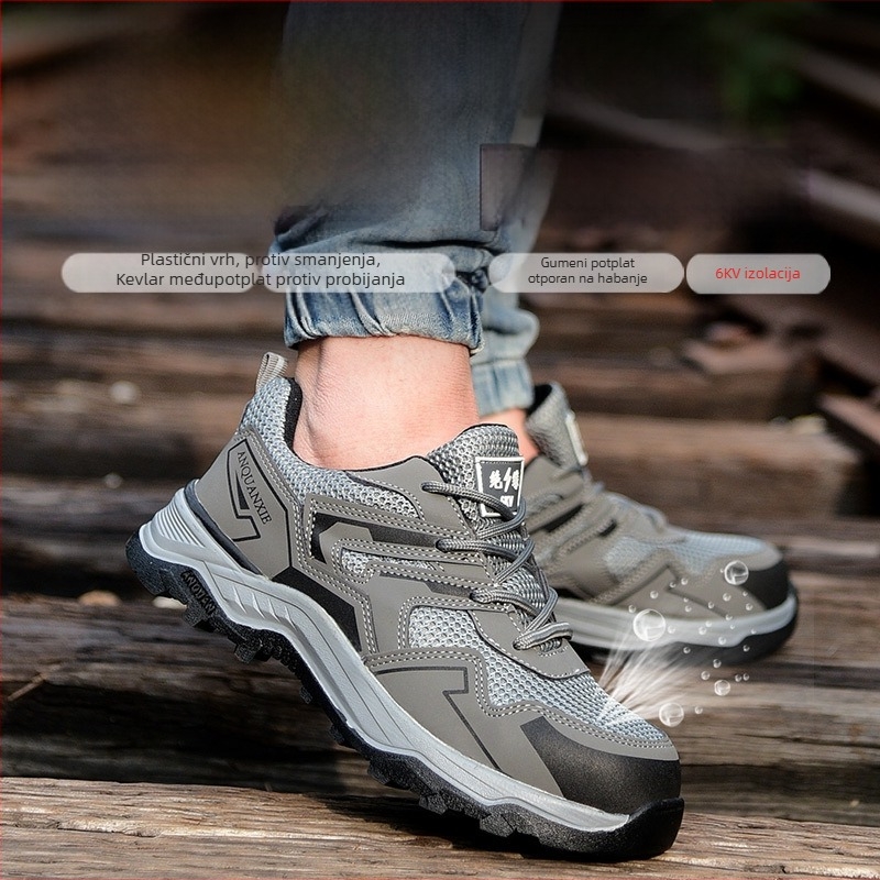 Unisex sigurnosne cipele za proljeće i ljeto, prozračne s plastičnom zaštitom prsta, zaštita od udara i probijanja, otporne na habanje, 6 kV izolacija