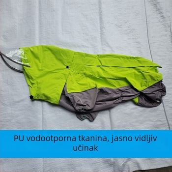 Žuti vodootporni kaput za male i srednje pse, posebno dizajniran za korgije, francuske buldoge i mopse; pogodan za ženke.