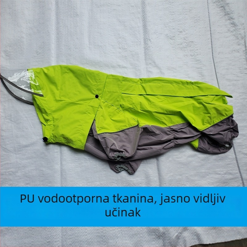 Žuti vodootporni kaput za male i srednje pse, posebno dizajniran za korgije, francuske buldoge i mopse; pogodan za ženke.