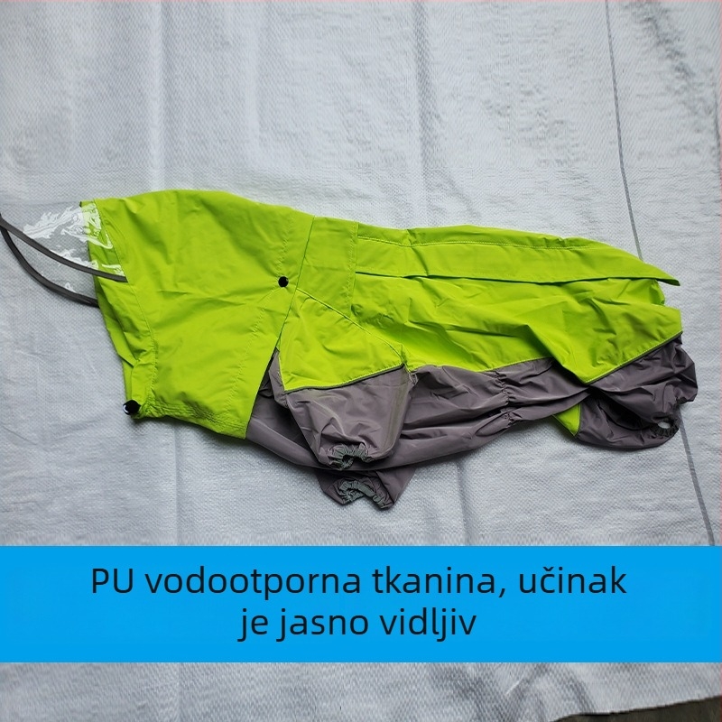 Žuti vodootporni kaput za male i srednje pse, posebno dizajniran za korgije, francuske buldoge i mopse; pogodan za ženke.