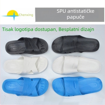Ženske anti-statističke SPU papuče, crna debela potplata, bez prašine, mekana podstava, šest otvora, plave