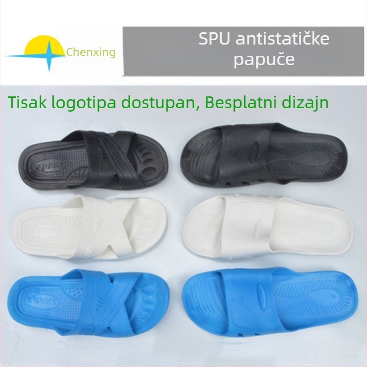 Ženske anti-statističke SPU papuče, crna debela potplata, bez prašine, mekana podstava, šest otvora, plave