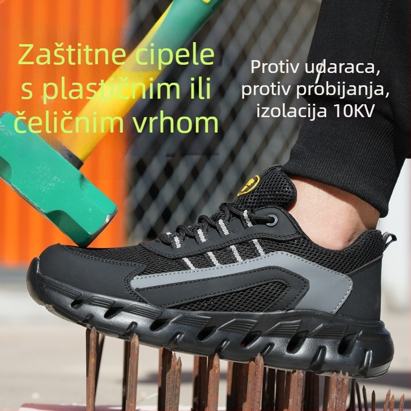 Muške radne cipele: lagane, prozračne, otporne na udarce i proboje, plastični vrh, sigurnosne cipele za gradilište, izolirane cipele za elektrikare