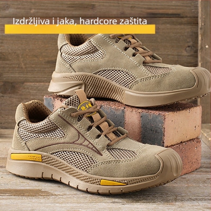 Čelične zaštitne cipele s čeličnim noskom, zaštita od udara i probijanja, niski kroj, četiri godišnja doba, muške radne cipele, velur i flyknit mreža