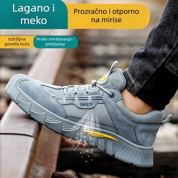 Muške zaštitne radne cipele s zaštitom od udara i probijanja, električna izolacija 6 kV, lagane i prozračne ljetne sigurnosne cipele.
