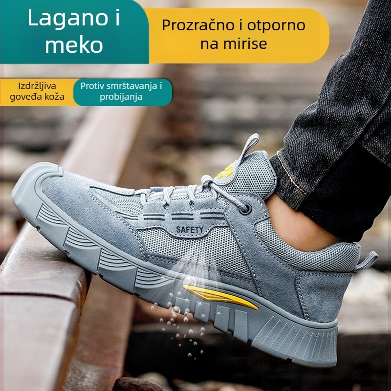 Muške zaštitne radne cipele s zaštitom od udara i probijanja, električna izolacija 6 kV, lagane i prozračne ljetne sigurnosne cipele.