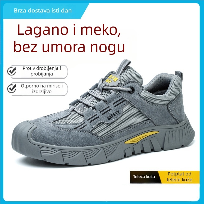 Muške zaštitne radne cipele s zaštitom od udara i probijanja, električna izolacija 6 kV, lagane i prozračne ljetne sigurnosne cipele.