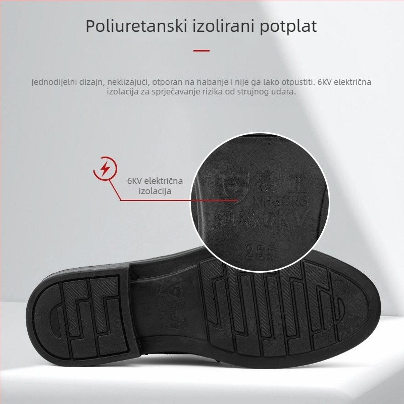 6KV izolirane radne cipele, koža i guma, niski gornji dio, protivklizne, otporne na habanje, lagane i udobne, za muškarce