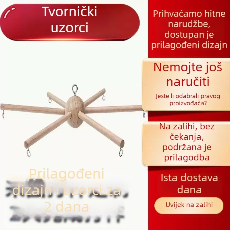 Ručni drveni viseći zvončić za vjetar, zapadni stil, pakirano u vrećicu, 15 cm