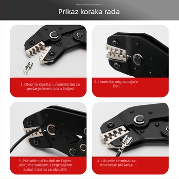SN-58B Kliješta za crimpu izoliranih terminala s ratchet mehanizmom, višečeljustne