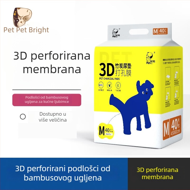 Deblja podloga za mokrenje za pse i mačke s perforacijom, bambusov aktivni ugljen, upijajući podložak za kupaonicu