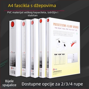 PVC mapa A4 s trostrukim umetkom, 4 i 2 rupa, bijela