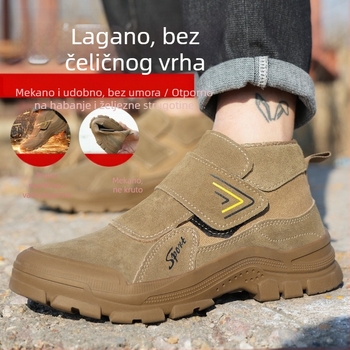 Nova zaštitna obuća od kravlje kože bez čeličnog prsta, za zavarivače, lagana, prozračna, otporna na opekline, otporna na probijanje, ultra lagana za gradilište