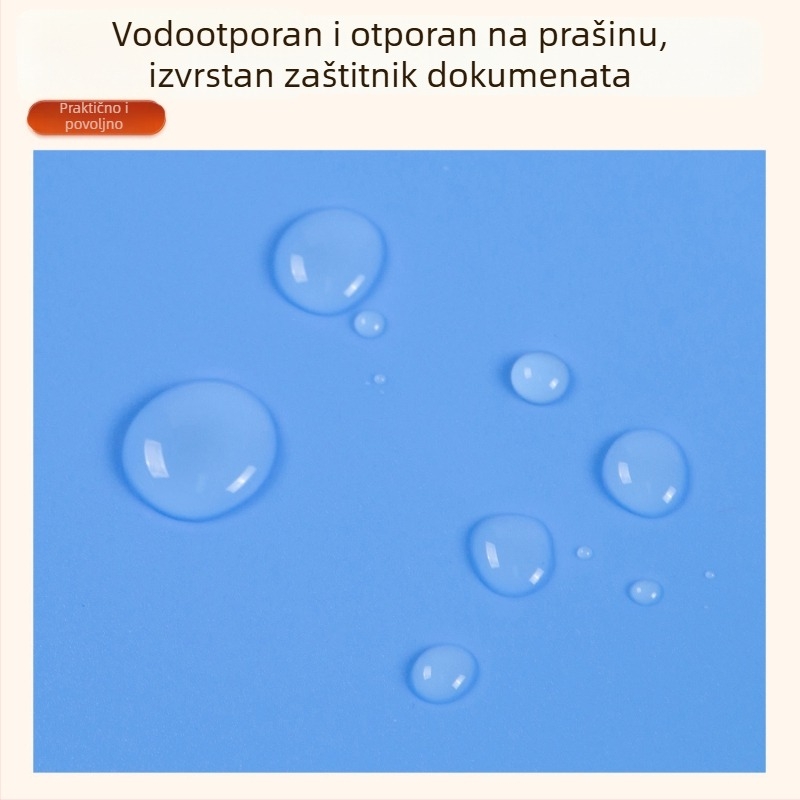 Debeli folder za uredske dokumente s plavim umetnutim stranicama za pohranu datoteka, pogodan za studentske ispite.