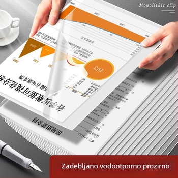 Uvećani A4 L-oblik folder s prozirnim vodootpornim džepovima za umetke, jedan klip, L-klip, dvostrani folder za ugovore