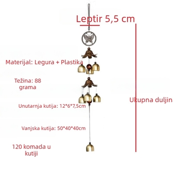 Retro leptir zvončić od legure – privjesak za ukrašavanje, viseća ukras za sreću
