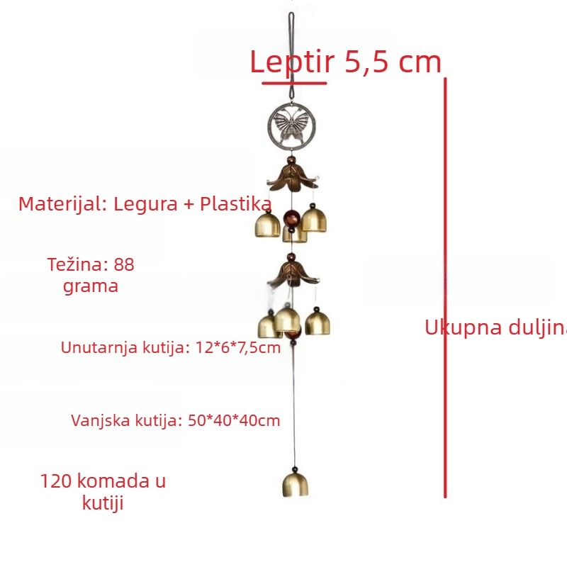 Retro leptir zvončić od legure – privjesak za ukrašavanje, viseća ukras za sreću