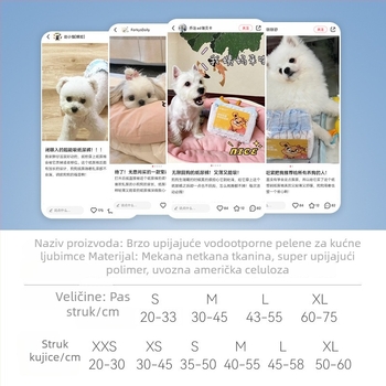 Peleni za pse za male pasmine, za mužjake i ženke, higijenske uloške