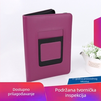 A5 PU mapa s džepom na korici i 6 rupa za listove, prilagođeni logotip