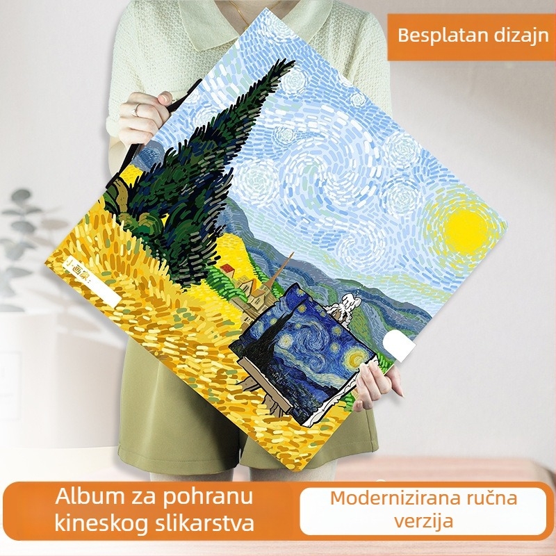 Kvadratni pretinac za kinesko slikarstvo – album kružnih papira, veličine 33×33 cm i 40×40 cm