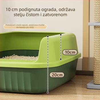 Izuzetno velika poluzatvorena kutija za mačji pijesak s zaštitom od raspršivanja