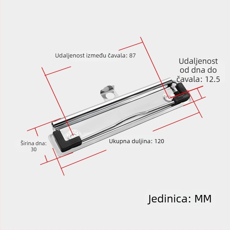 Metalni klip za dokumente A4/A5, 12 cm, uredska organizacija