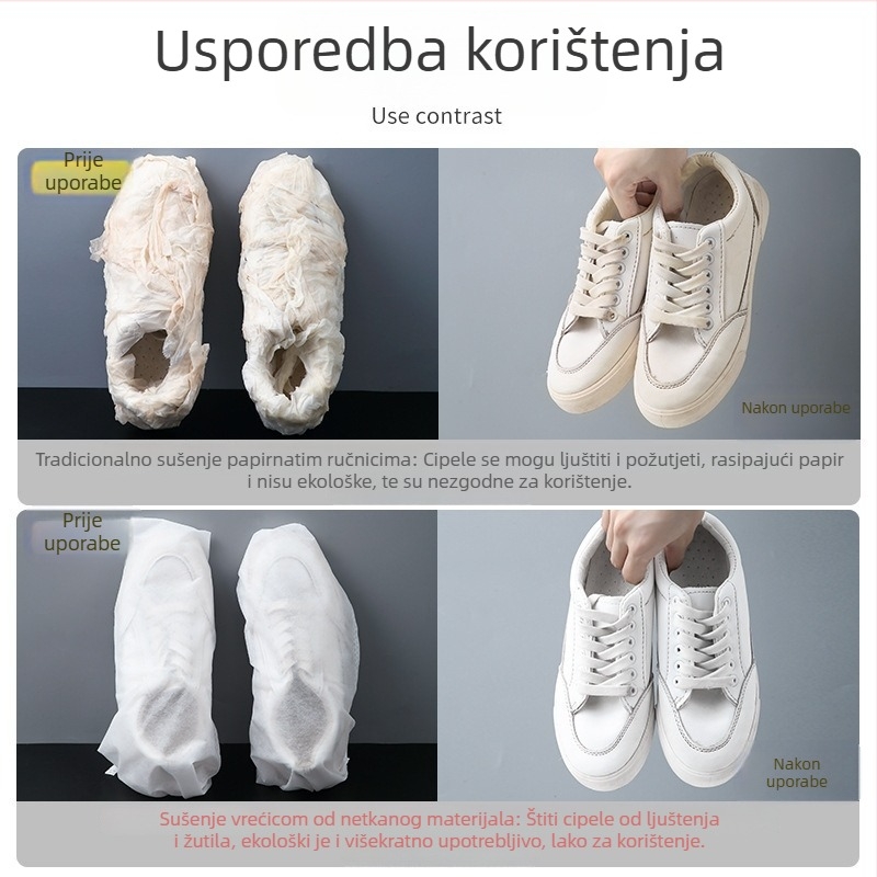Bijeli pokrov za sušenje cipela, vrećica za pranje cipela, vrećica protiv požutila pri sušenju, netkani materijal, putno skladištenje, vrećica za prašinu za cipele