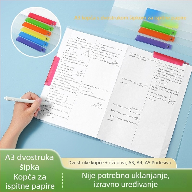 Fuyou A3 polurotirajuća mapa s bočnim klipom, PP plastika