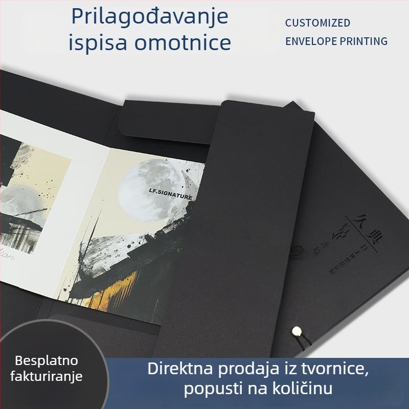 A4 crni folder za dokumente s prilagođenim koricama i zlatnim otiskom