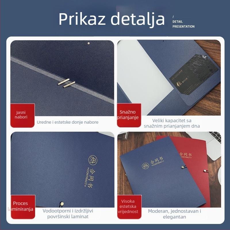 A4 crni folder za dokumente s prilagođenim koricama i zlatnim otiskom