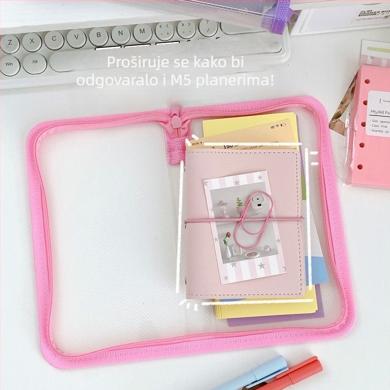 A6 prozirna zip torbica, minimalistička torbica za olovke i materijale za naljepnice i bilješke