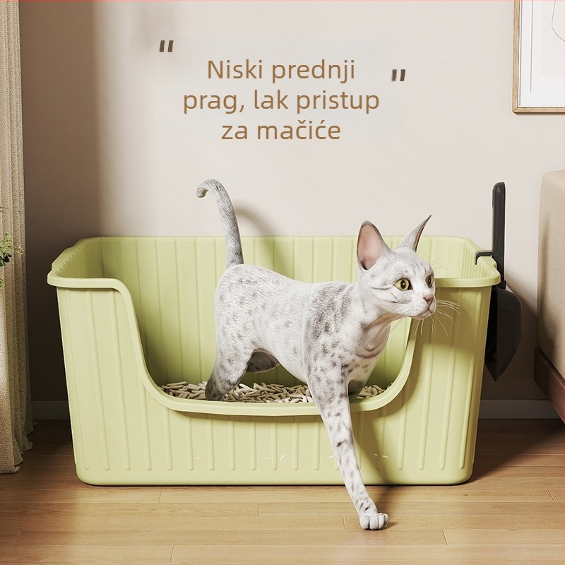 Kutija za mačji pijesak, ekstra velika, potpuno otvorena, poluotvorena, protiv prskanja, za mačke Rag­doll i Maine Coon
