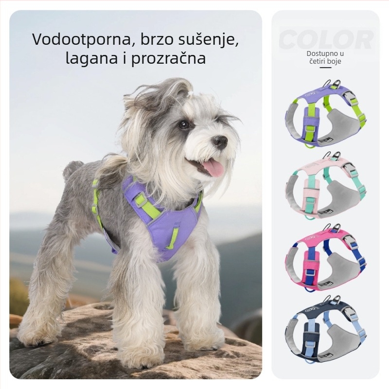 Lagani pasji harnes, višenamjenski, vodootporan, brzo suši, kompatibilan s lokatorom, reflektirajući, za vanjsku upotrebu