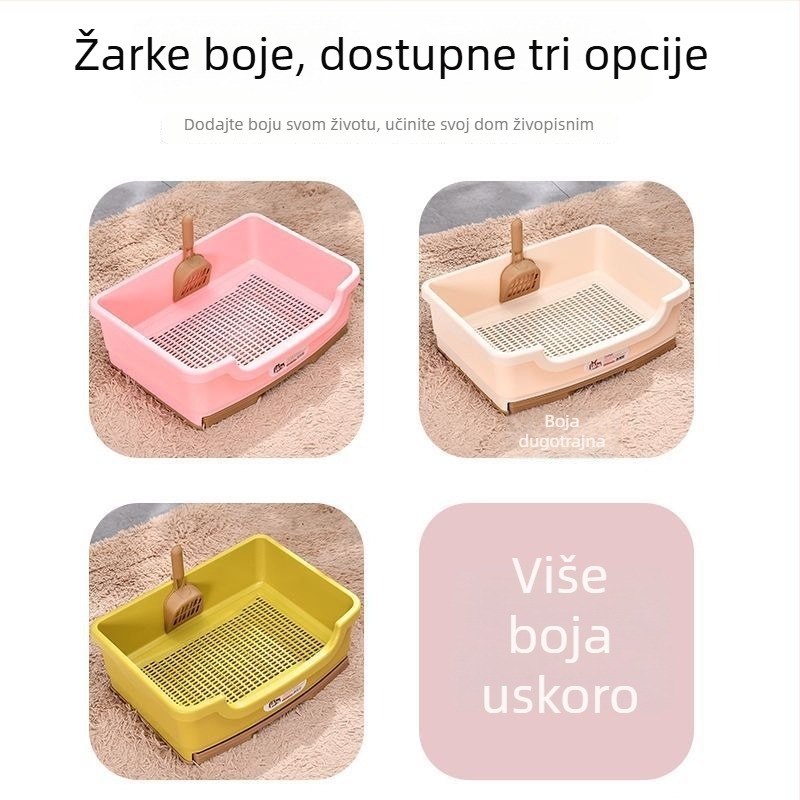 Dvostruka kutija za mačji pijesak s deodorirajućim ladicama dizajnom, otporna na prskanje, prijenosna za male i velike mačke