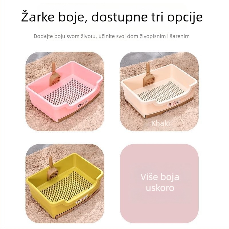 Dvostruka kutija za mačji pijesak s deodorirajućim ladicama dizajnom, otporna na prskanje, prijenosna za male i velike mačke