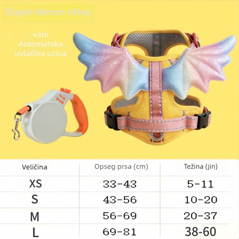 Prsluk za mačke i pse s 3D krilima i povodcem