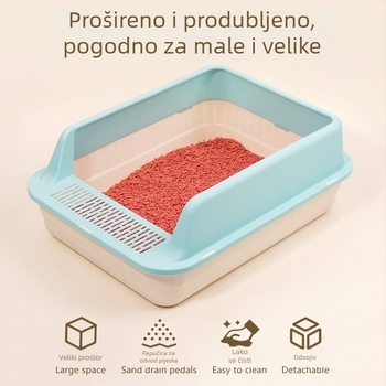 Velika plastična kutija za mačji pijesak, poluzatvoren dizajn, protiv prskanja