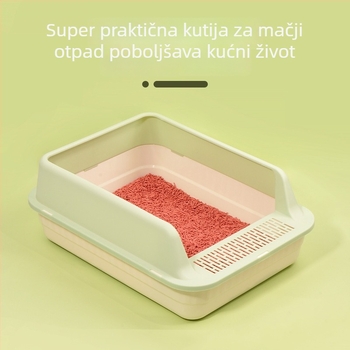 Velika plastična kutija za mačji pijesak, poluzatvoren dizajn, protiv prskanja