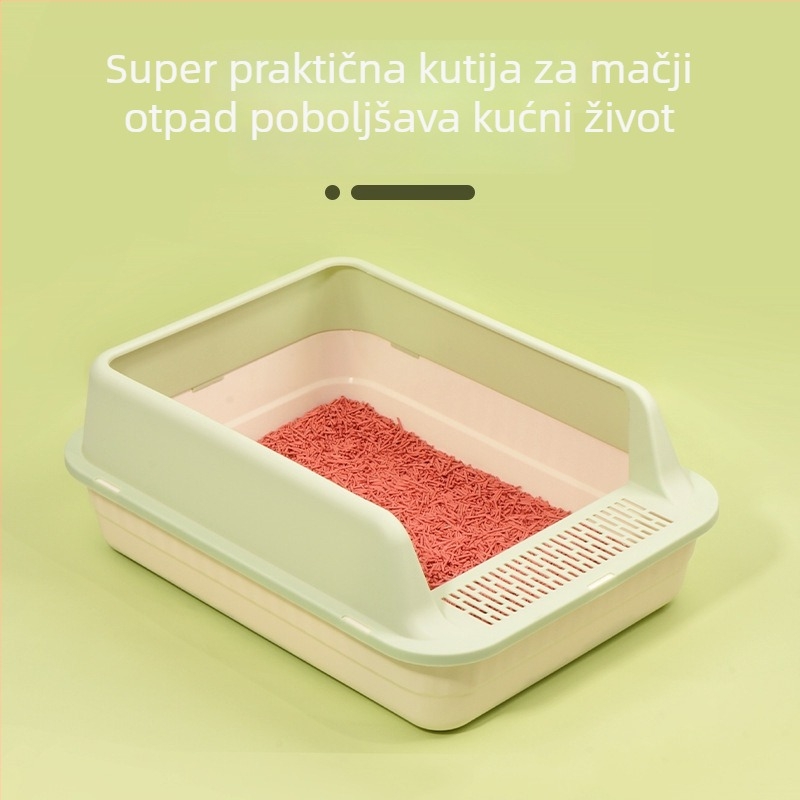 Velika plastična kutija za mačji pijesak, poluzatvoren dizajn, protiv prskanja