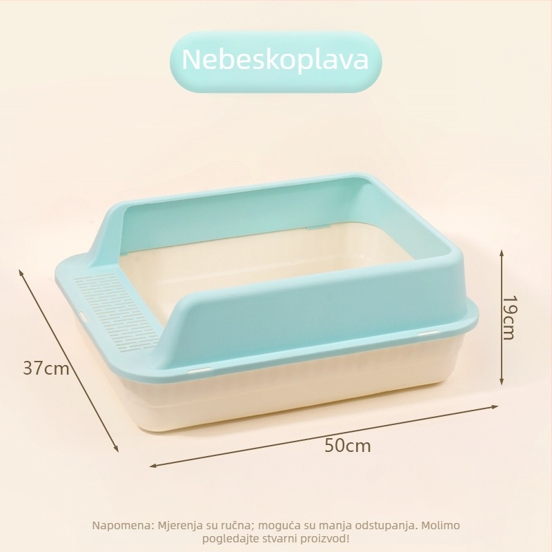 Velika plastična kutija za mačji pijesak, poluzatvoren dizajn, protiv prskanja