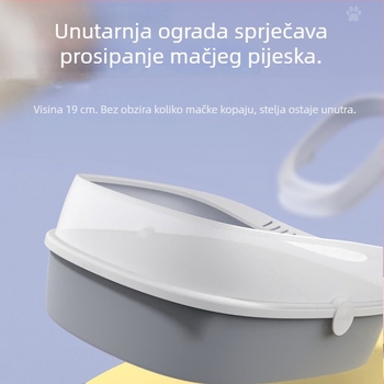 Velika kutija za mačji pijesak s zaštitom od prskanja, poluzatvoren dizajn, uključuje lopaticu za pijesak