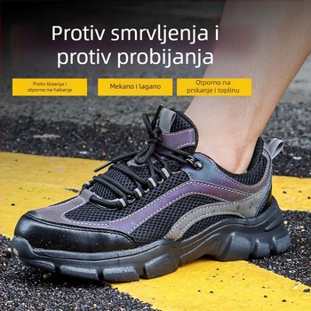 Unisex sigurnosna obuća za rad s čeličnim vrhom, zaštita od udara i proboja, prozračna, otporna na habanje, lagana, mekana potplata, za gradilišta ljeti