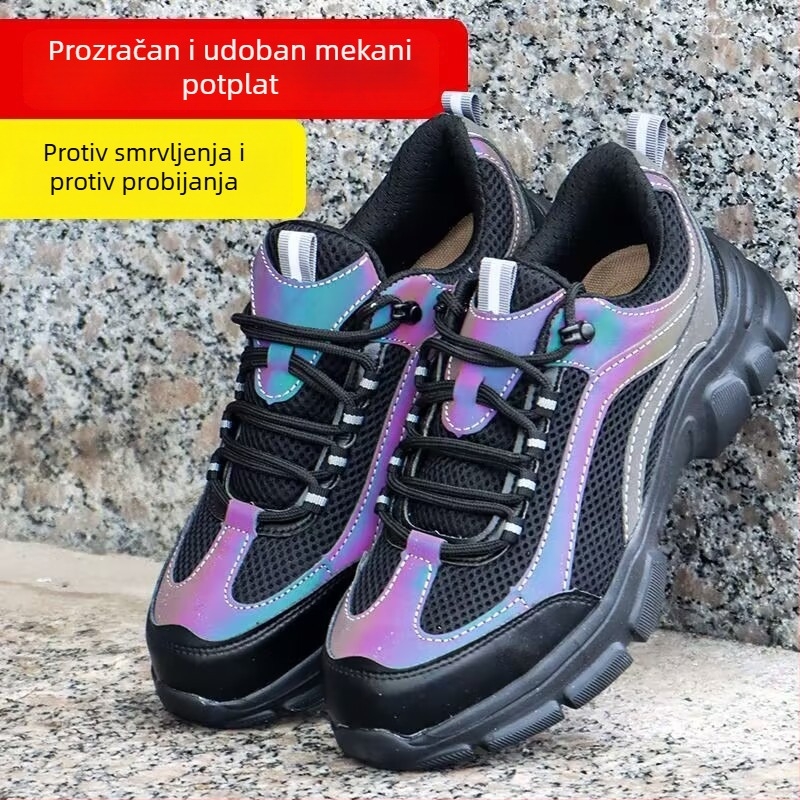 Unisex sigurnosna obuća za rad s čeličnim vrhom, zaštita od udara i proboja, prozračna, otporna na habanje, lagana, mekana potplata, za gradilišta ljeti