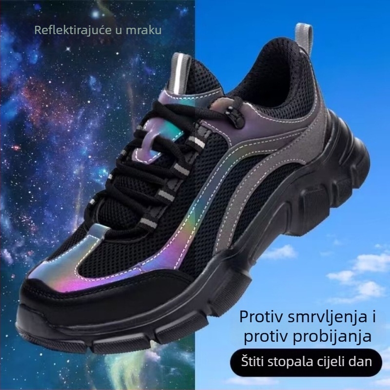Unisex sigurnosna obuća za rad s čeličnim vrhom, zaštita od udara i proboja, prozračna, otporna na habanje, lagana, mekana potplata, za gradilišta ljeti