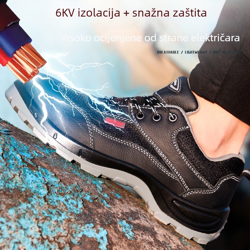 Izolirane zaštitne cipele sa čeličnim vrhom, zaštita od udara i probijanja, muške lagane prozračne sigurnosne cipele za gradilište, sva godišnja doba