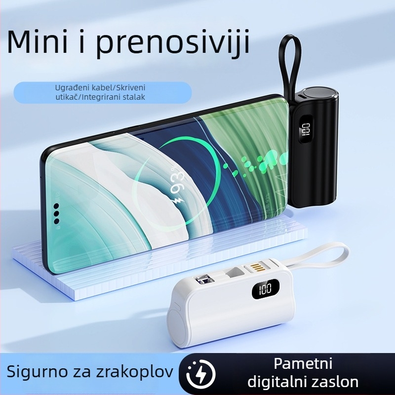 Power bank kapsulnog dizajna s 5000mAh i dvostrukim izlazom, kompaktan i prijenosan
