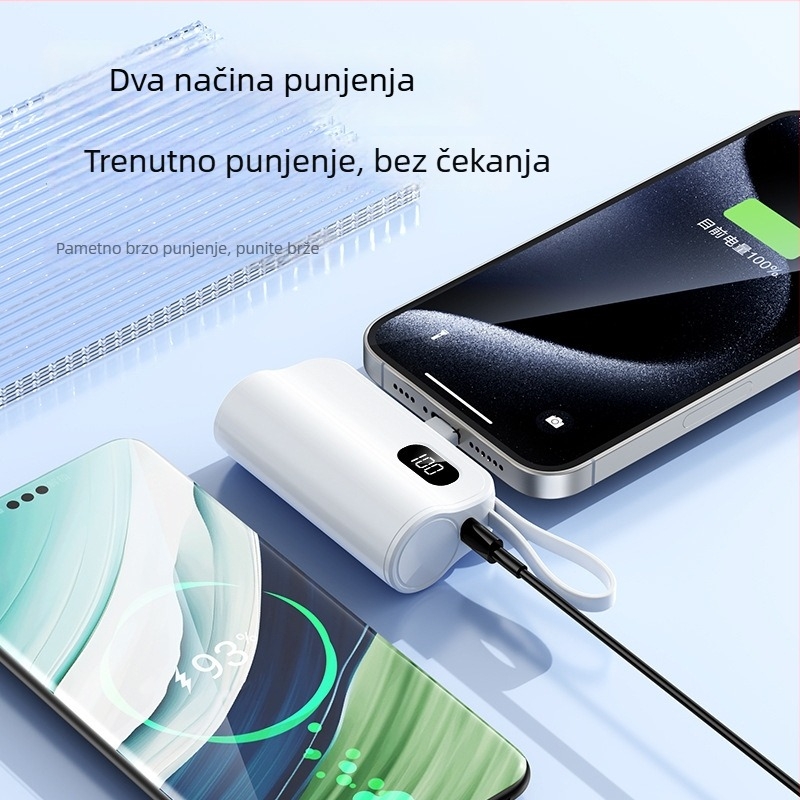 Power bank kapsulnog dizajna s 5000mAh i dvostrukim izlazom, kompaktan i prijenosan