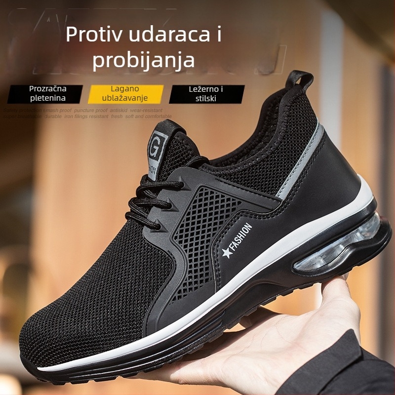Tenganda Ljetne Prozračne Cipele za Rad s Čeličnim Prstom i Podom s Zračnim Jastukom – Otporne na Udarce i Probijanje, Lagane i Udobne